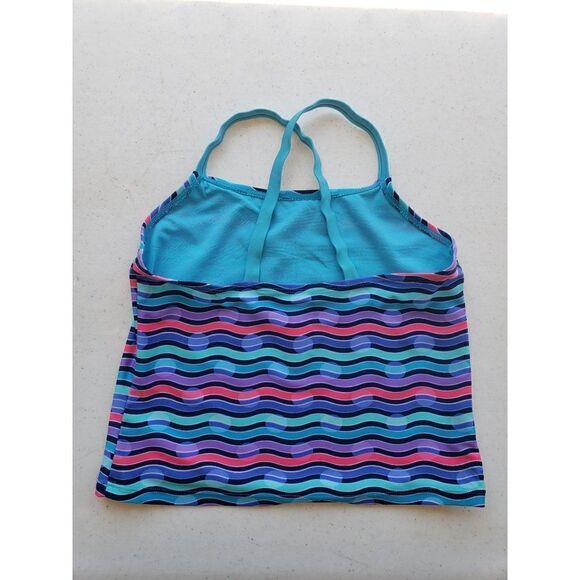 Girls Tankini Pink Blue Print Swimsuit Bathing Suit Top Large 10/12 NWT - Picture 3 of 5